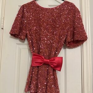 Kate Spade Pink Sequin Fit and Flare Top